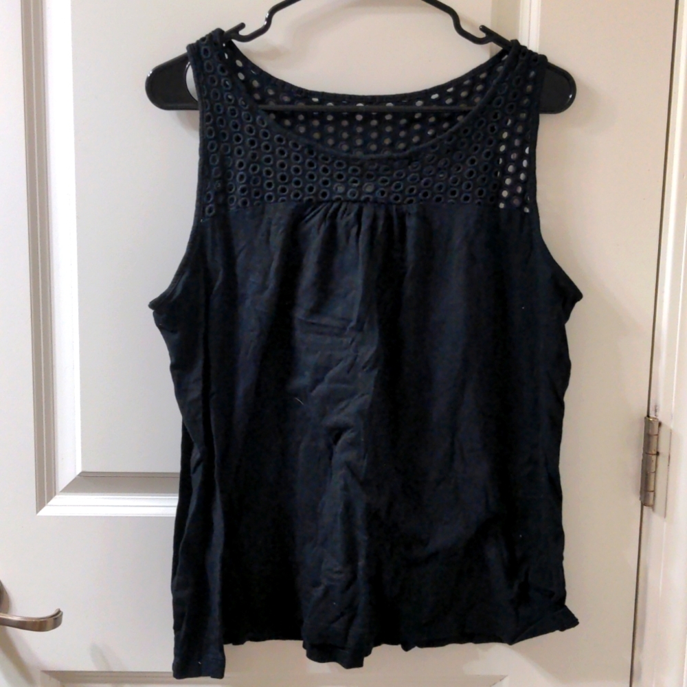 Old Navy Sleeveless Women's Blouse Size Large Black Relaxed Fit